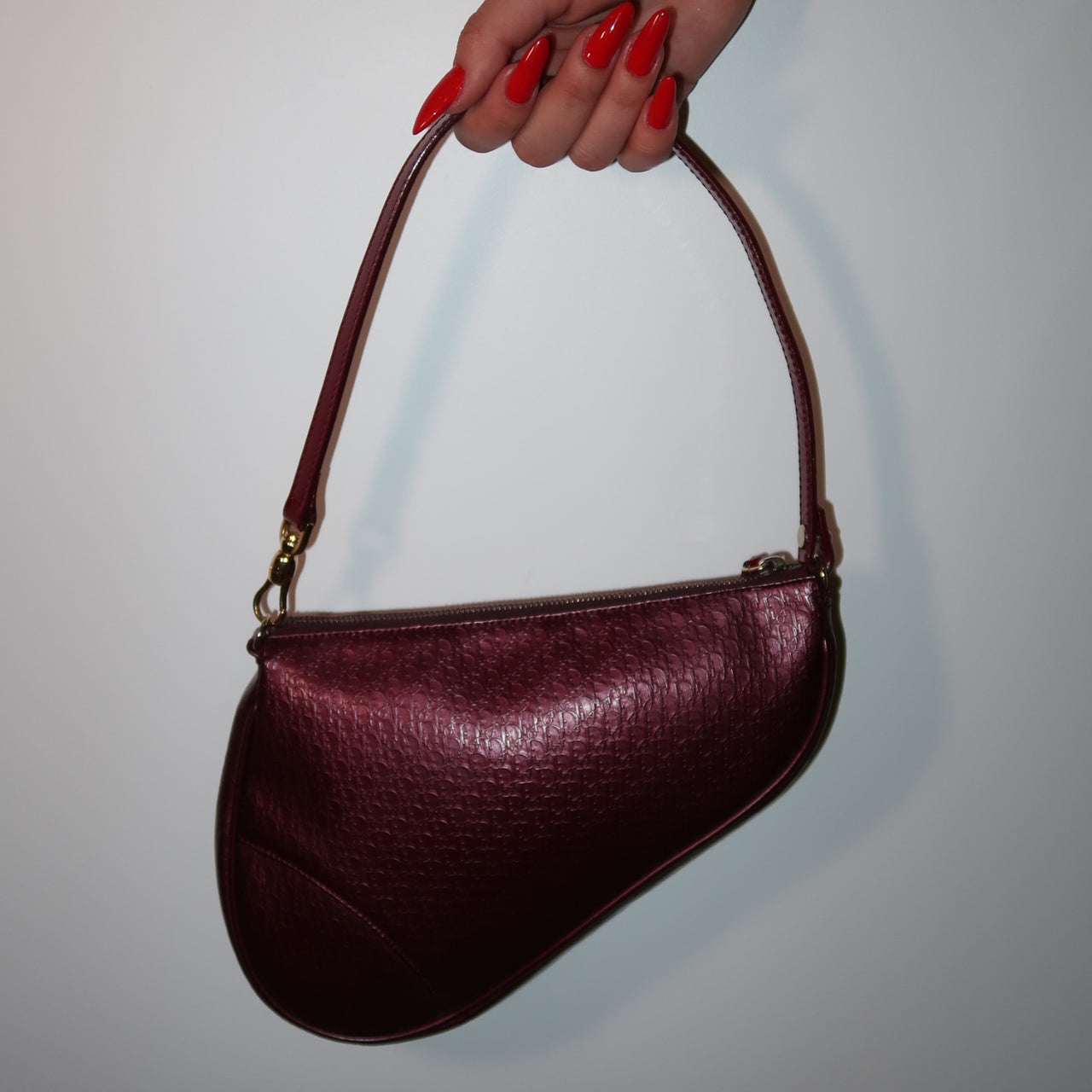 Dior Burgundy Saddle Pochette Shoulder Bag