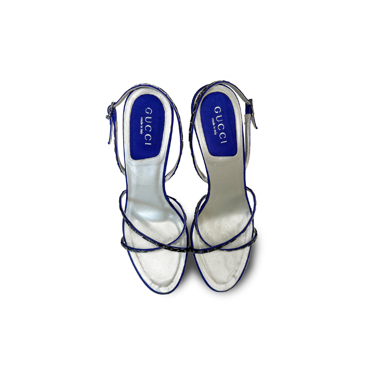 Gucci Royal Blue Sandals with Rhinestones